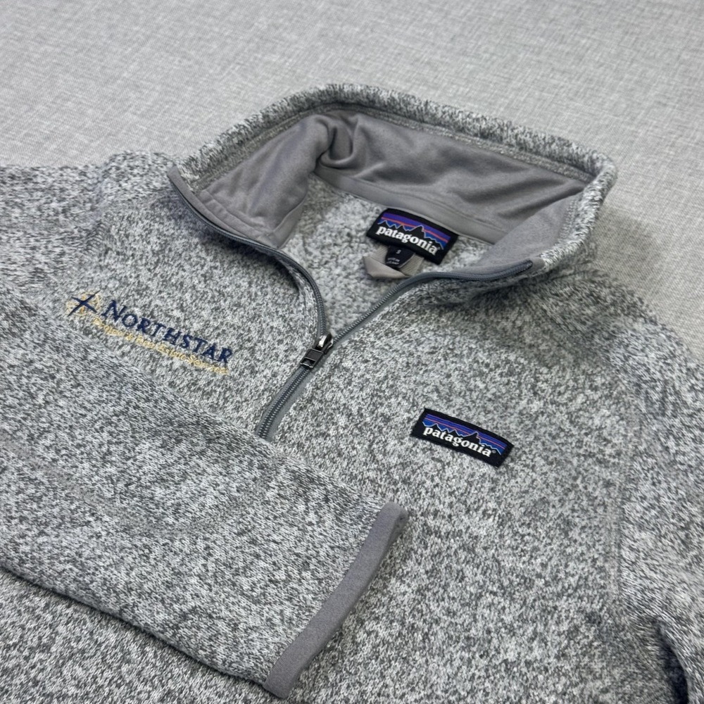 Patagonia Better Sweater Fleece 1/4 Zip Jacket Mens Small Gray Northstar Logo